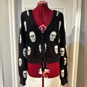 Hot Topic Black and White Fuzzy Cardigan